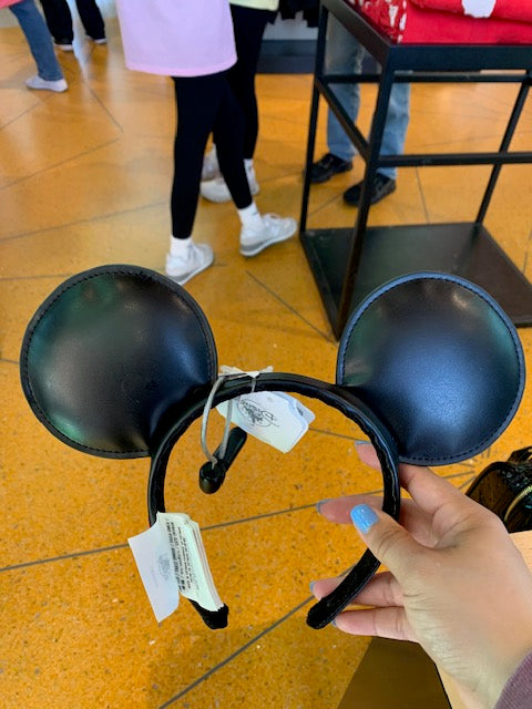 Black Leather Ears w/ Mickey's Signature