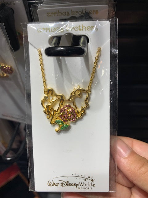Beauty and the Beast Rose Necklace